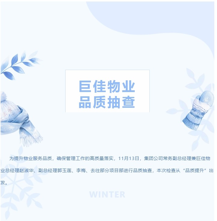 巨佳物业——品质抽查11.13